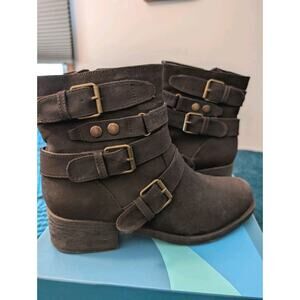 Cliffs By White Mountain Women's Laser Black Ankle Booties Leather Size 10 M